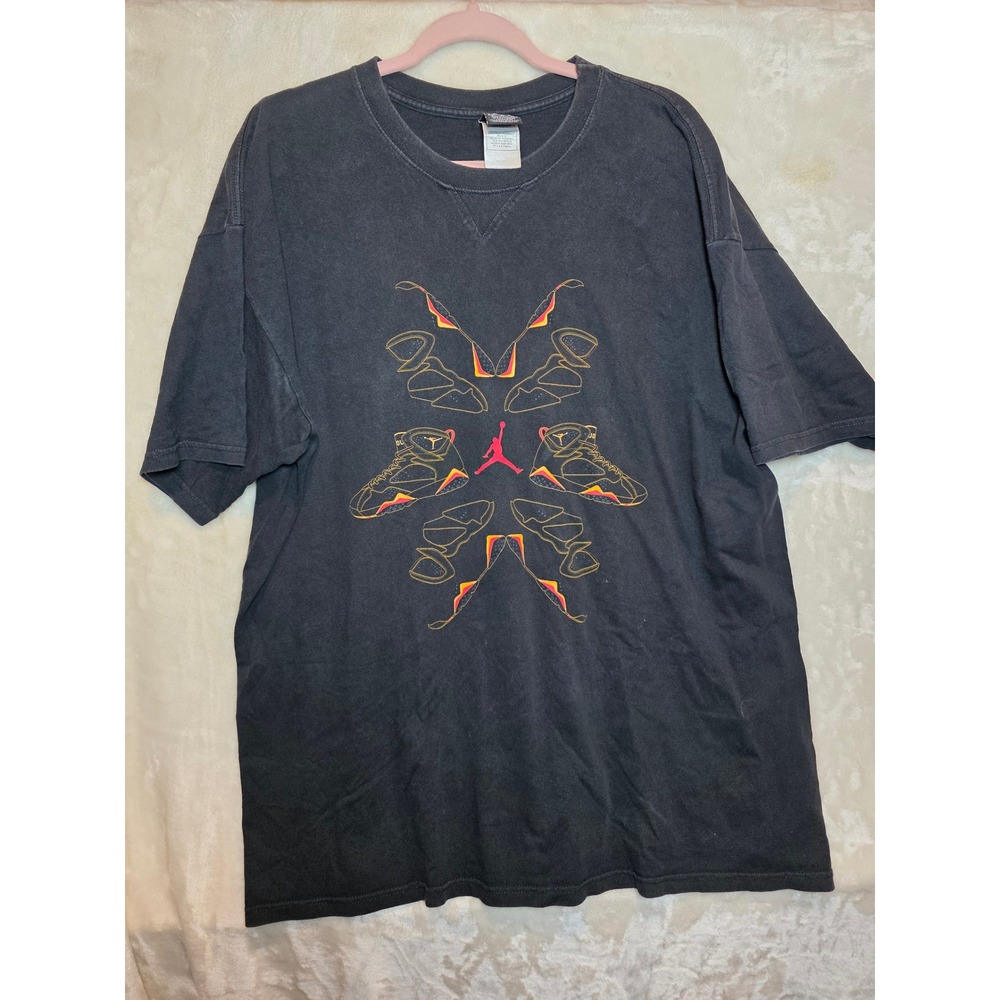 Jordan Brand Air Jordan 7 Retro Graphic‎ T-Shirt Mens XL Black Red Orange Cotton